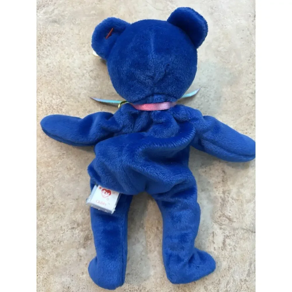 Vintage Ty Beanie Babies Blue Clubby, Official Club Bear 1998 With All Tags